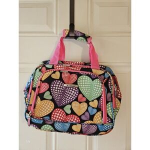 Rockland Insulated Lunch Bag Cooler Tote Multi Color Hearts Pink Handles‎ 14"